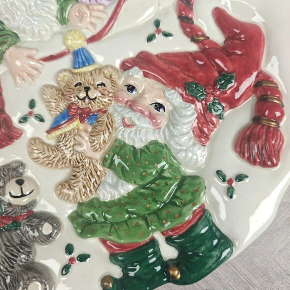 Vintage Fitz & Floyd Holiday Christmas Elf Canape Cookies Plate New In Box - Picture 4 of 8